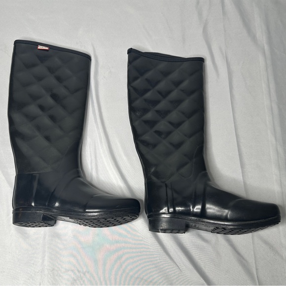 Hunter Quilted Rubber Tall Rain Boots Black Women’s Size 6 Waterproof - Picture 4 of 12